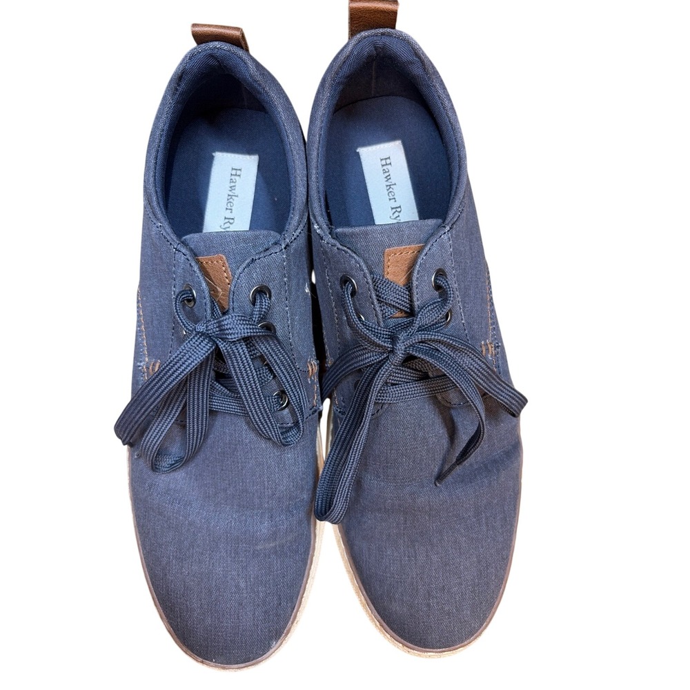 Hawker Rye‎ Mens Canvas Sneakers Navy Blue Low Top Casual Shoes Size 10